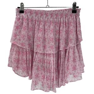 Loveshackfancy Tiered Pink Ruffle Mini Skirt Size S